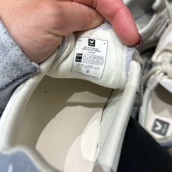 Cream and baby blue veja - worn once - Picture 7 of 8